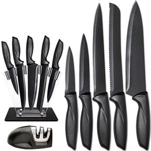 Ensemble de couteaux pour la maison, ensemble complet avec manche élégant, lame noire, ensemble de 7 pièces, couteau de chef - Product Image 3