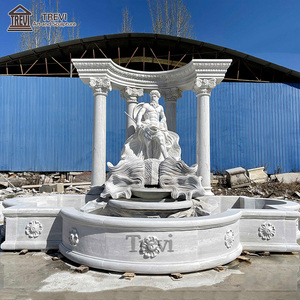 Hermosa FUENTE DE <span class=keywords><strong>Trevi</strong></span> de agua de mármol piedra tallada de jardín al aire libre blanco grande - Product Image 5
