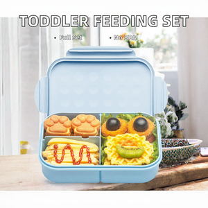 Lonchera Bento Infantil Libre de BPA, Contenedor de Alimentos de 3 Compartimentos, Apta para Microondas, Hermética, para la Escuela - Product Image 2