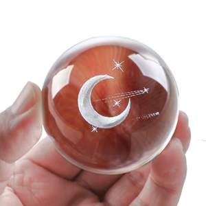 発光クリスタルボールクリスタルボール3Dガラスレーザー刻印ムーンスフィア文鎮クリスタルボールLEDライトベース付き - Product Image 4