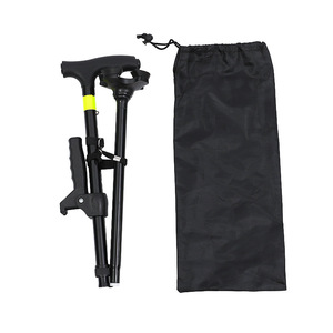 Aluminum Alloy Folding <b>Walking</b> <b>Stick</b> 5 Sections <b>Collapsible</b> With Led Light And Reflective Strip For Seniors Hiking - Product Image 3