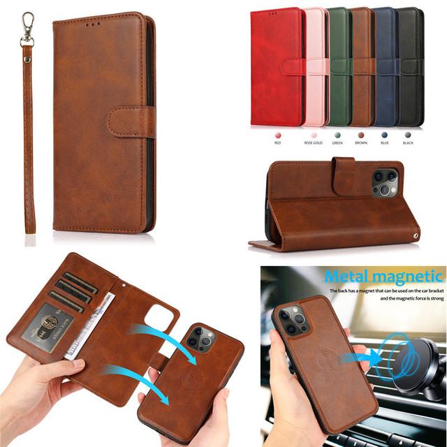 2 in 1 Magnetic Detachable Leather Wallet Phone Cases for Samsung S26 S25 S24 S23 S22 Ultra Case Cover iPhone 17 16 15 14 7 8