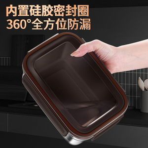 316 Stainless Steel Food Storage Container Rectangular Airtight Lid For Kitchen <b>Refrigerator</b> Lunch Box - Product Image 4