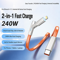 Câble de charge rapide 2 en 1 PD 240W en silicone liquide Type C vers Type C avec puce Emark 1,8 m pour téléphone, tablette, ordinateur portable