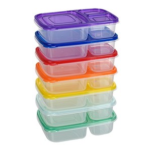 Three Compartment Transparent <b>Plastic</b> Lunch <b>Box</b> With Lid Microwave Safe For Office Meal Storage - Product Image 3