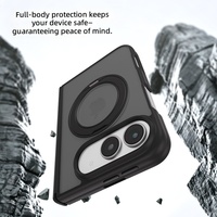 360 °   Casing Ponsel Magnetik dengan Ring Kickstand Putar untuk iPhone Duo, Perlindungan Engsel Penuh, Ramah Kulit, Matte, Grosir