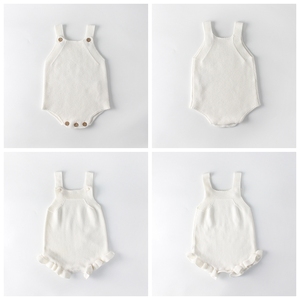 Mono de punto de camisola blanca para fiesta al aire libre para niños pequeños, suéter personalizado con volantes y correa de color sólido, gran oferta, otoño - Product Image 2