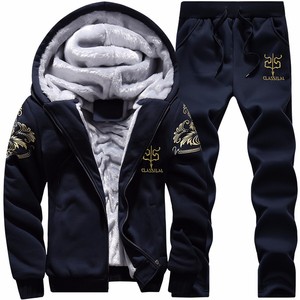 Abbigliamento sportivo autunno inverno due pezzi per <span class=keywords><strong>uomo</strong></span> nuovo abito Vintage coreano da <span class=keywords><strong>uomo</strong></span> Casual <span class=keywords><strong>in</strong></span> <span class=keywords><strong>velluto</strong></span> imbottito taglie forti per mezza età - Product Image 1