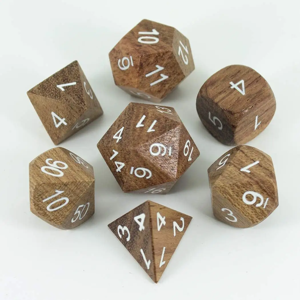 DND Wooden Dice Set 4 6 8 10 12 15 Sided 18mm 20mm Wooden Color Solid Wood black dice Points Rounded Wine bulk Mahjong Dice