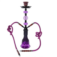 Chicha de luxe en verre dépoli arabe, double tuyau, effet miroir, écologique, violette, grande taille, pour bars et usage domestique, produit transfrontalier très demandé