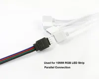 Connecteur de câble pour bande LED, accessoires pour bande LED, répartiteur RGB 1, 2, 3, 4 voies, connecteur femelle 4 broches droit 10 mm, câble d'extension pour bande LED
