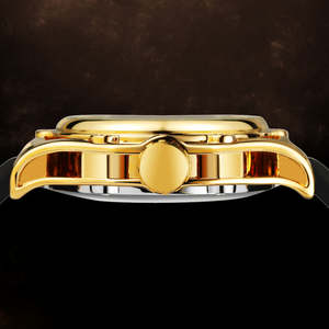 Vente en gros, expédition immédiate : Montre homme japonaise étanche en acier inoxydable avec mouvement mécanique doré et design squelette, verre minéral - Product Image 6