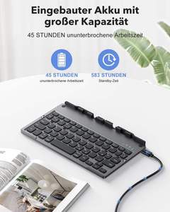 Foldable bluetooth Keyboard Wholesale Stock Ce Rohs Folding bluetooth Wireless Keyboard with <b>Stand</b> for iPad Laptop Phone - Product Image 3