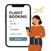 Aplicación móvil de reserva de billetes de vuelo con función personalizada y diseño disponible Desarrollo de aplicaciones móviles (Android / iOS)