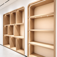 Vitrine de magasin de jouets pour enfants personnalisée avec étagères murales arquées à LED et comptoir îlot à niveaux – Solution d'aménagement de boutique