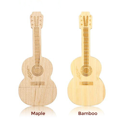 Wooden Guitar USB Flash Drive 2.0 8GB Free Engrave Logo Wedding/Music Gift Bamboo Memory Stick USB Flash Drive