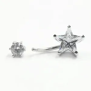 Bijoux de piercing corporel en argent sterling 925 de haute qualité, titane G23, <span class=keywords><strong>pierre</strong></span> naturelle, boucle d'oreille étoile, labret pour femmes - Product Image 1