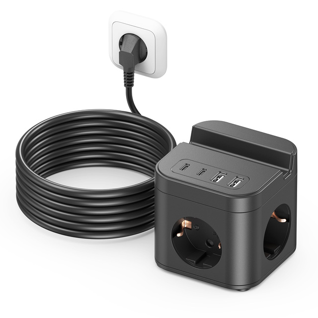 New Model EU Plugs 3 Ways Ac Outlets 4usb+2 Type-c Charging Power Strip EU Socket Surge Protector With Usb