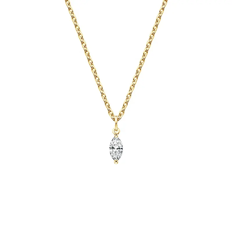 Milskye minimalist 925 silver jewelry marquise crystal diamond gemstone drop necklace