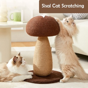 Mushroom <strong>Cat</strong> <strong>Scratching</strong> <strong>Post</strong> Sisal <strong>Wrapped</strong> <strong>Cat</strong> Scratcher with Natural Wood Base for Indoor <strong>Cats</strong> Kittens - Product Image 2