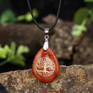 Collana Albero della Vita con Ciondolo in <span class=keywords><strong>Pietra</strong></span> Naturale, Catena in Corda di Cristallo Fatta a Mano, Regalo Unisex, per Damigelle, Boho, Natale, Compleanno - Product Image 3