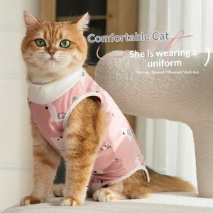 <span class=keywords><strong>Camiseta</strong></span> de recuperación para gatos 2026 OEM genérica para cuidado diario, con cuello elástico multitalle y estampado de animales de dibujos animados, ropa para gatitos después de cirugía - Product Image 3