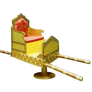 Doli de mariage en laiton Meenakari, plaqué or, Palki ouvert pour la mariée, fabricant et exportateur de Palki de style ouvert à prix de gros au Royaume-Uni - Product Image 1
