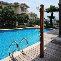 Columna de Ducha Solar para Exteriores, 35L, Color Madera Marrón, para Piscina y Jardín, en Oferta