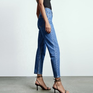 <span class=keywords><strong>Jean</strong></span> <span class=keywords><strong>mom</strong></span> en denim de bonne qualité pour femme, <span class=keywords><strong>taille</strong></span> <span class=keywords><strong>haute</strong></span>, couleur unie, cheville fuselée, nouveau modèle de <span class=keywords><strong>jean</strong></span> - Product Image 2