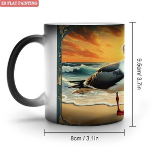 Frosted Black 11oz <b>Ceramic</b> <b>Mug</b> Heat Sensitive Blank Cup For Company Client Annual Souvenir - Product Image 1