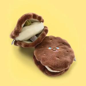 Wholesale Pet Dog Toys Brown Cookie Style Cute Hidden Food Plush <b>Squeaky</b> Interactive Toy Soft Chew Pet Hide Seek Dog Toy - Product Image 3