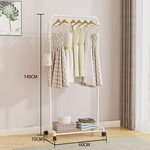 Porte-vêtements rotatif <span class=keywords><strong>SONGMICS</strong></span> avec 2 roues verrouillables, cadre en acier de 74 cm de large, étagère en fil métallique, capacité de charge de 35 kg, blanc H - Product Image 3