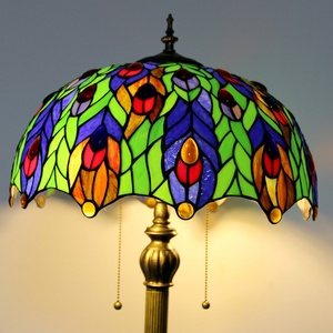 LongHuiJing 16-Inch Tiffany Lamp Living Room Floor <b>Lights</b> Modern Minimalist Personality Peacock Floor Lamps Stained Glass - Product Image 3