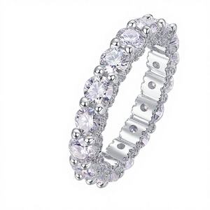 Bagues de mariage et de fête pour femmes, en argent 925 plaqué platine, serties de moissanite taille brillant, pavé, éternité, infini, tendance, 5,2 g - Product Image 4