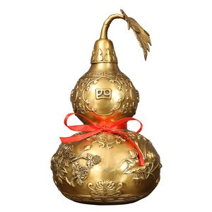 Ornement en cuivre en forme de gourde avec motif floral pour la décoration Feng Shui et du Nouvel An chinois, haute qualité - Product Image 4