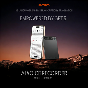 人工智能智能录音机，GPT-4o 和 112 种语言实时转录，64GB 内存，23 小时电池，安全加密 - Product Image 1
