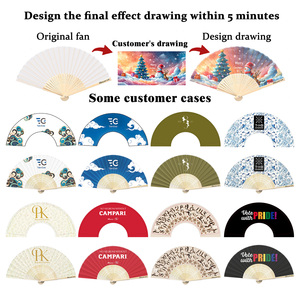 Bán Buôn 21Cm Gấp Tre Tay <span class=keywords><strong>Fan</strong></span> Với Tùy Chỉnh In Logo New <span class=keywords><strong>DIY</strong></span> Phong Cách Cho Đám Cưới Cầm Tay Lưu Niệm Quà Tặng Khuyến Mãi - Product Image 2