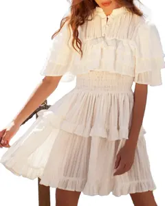 Factory customized design ruffle design dreamy wild west victorian style mini casual dress.