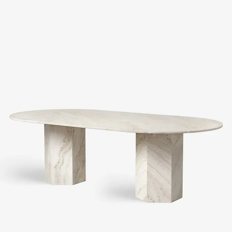 Бетонная Бытовая Мебель для столовой, мрамор, белая колонка, обеденный стол, современный, 7 дней, 6, 8 мест, Овальный натуральный для домашнего ресторана