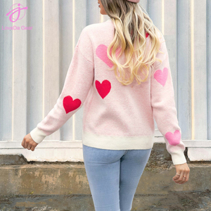 Loveda เสื้อสเวตเตอร์ถักแบบสวมหัวสำหรับผู้หญิง, เสื้อสเวตเตอร์คอกลมลายหัวใจลูกพีชขนาดเล็กสำหรับฤดูใบไม้ร่วงและฤดูหนาว - Product Image 6