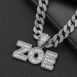 Pendentif Hip Hop pour Homme, Lettre <span class=keywords><strong>ZOE</strong></span> en Diamant Carré Effet Sucre, Bijou de Collier Cubain Hip Hop au Style Unique - Product Image 4