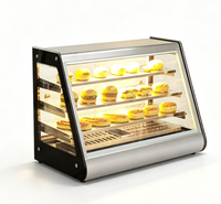 Réchaud alimentaire professionnel en verre incurvé avec éclairage LED, chauffage électrique, capacité de 50 L pour restaurant, poulet frit, hamburgers