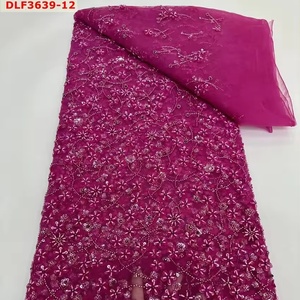 Nhà Máy Bán Buôn New Nặng Hạt Thêu Vải Với Sequins Ngọc Trai Vải Tuyn Lưới Vải Cho Làm Váy Cưới - Product Image 1
