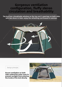 Tenda da Campeggio Grande per 5-8 Persone, Doppio Strato Impermeabile 2000mm, Tenda Familiare da Esterno con Ampio Vestibolo e Tettoia Parasole - Product Image 5