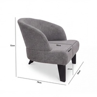 Fauteuil de salon moderne en bois courbé, dossier bas, en tissu, avec pieds en acier inoxydable noir titane pour hall d'hôtel