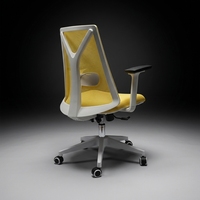 Chaise de bureau moderne jaune mi-dossier chaises de bureau à domicile salle de réunion chaise en plastique à cadre blanc