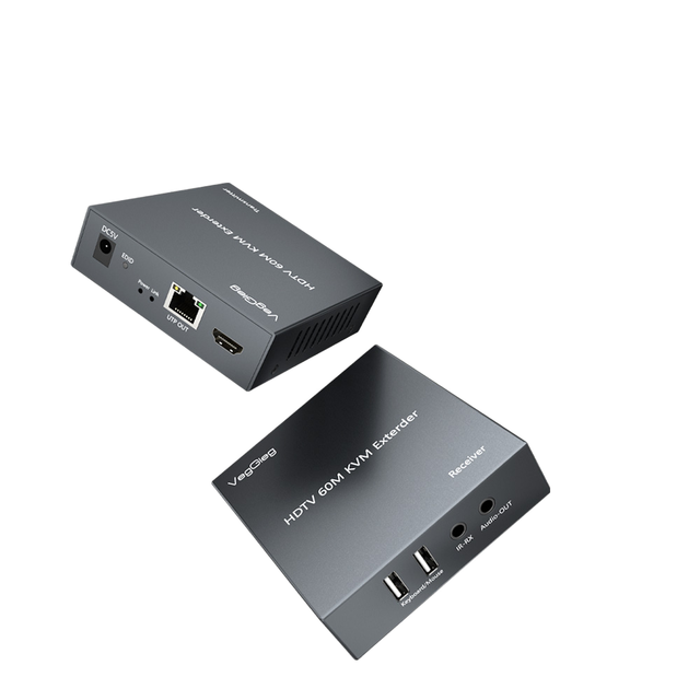 HDMI KVM Extender 60M 1080P/60Hz Transmission 60 Meters Trans USB Mouse/Keyboard Extension TX/RX 3.5MM Audio for Theater System