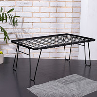 Mesa Plegable Moderna de Malla de Hierro para Exteriores con Panel y Estante, Muebles de Exterior para Camping, Senderismo, Picnic y Barbacoa - Portátil