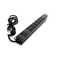 Multiprise universelle 6 voies PDU 1U à montage en rack avec interrupteur, coque en alliage d'aluminium, prise EU Schuko 16A 250V