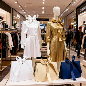 Bolsa de Regalo Triangular de Cartón Blanco Minghong al por Mayor, en Cantidades Pequeñas, con Logotipo Personalizado, con Cierre de Cinta para Compras - Product Image 4